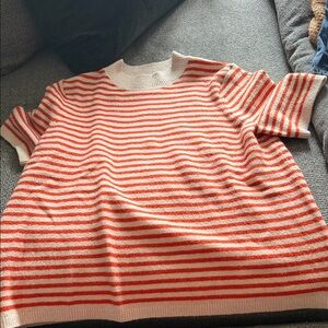 LOFT Red and White Striped Sweater